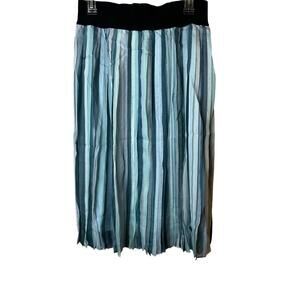 Brittany Humble Striped Blue Pleated Ombre Skirt M